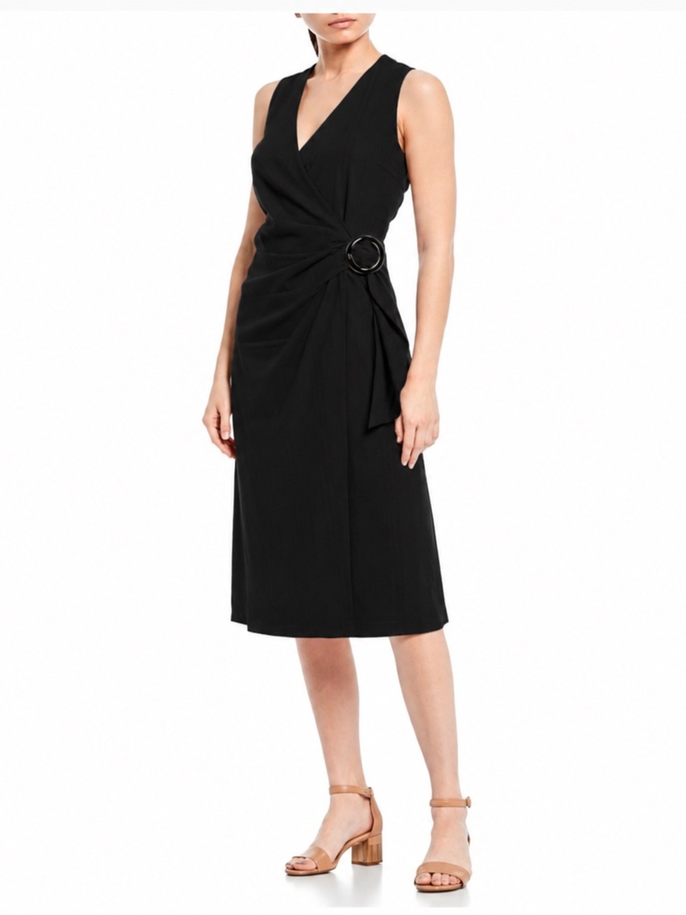 Alex Marie black Maria belted wrap dress midi - Picture 2 of 5
